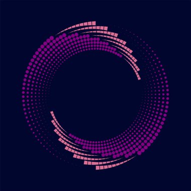 Pembe ve menekşe kareler ve noktalar daire şeklinde