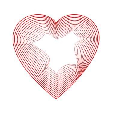 Çizgi vektör illüstrasyonlu kırmızı kalp logosu