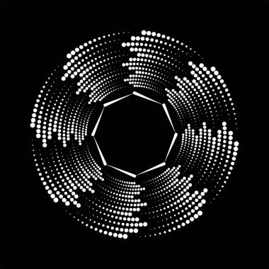 Beyaz yarım ton noktalar ve çizgiler daire şeklinde.