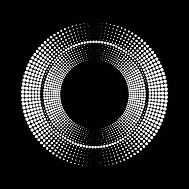 Beyaz yarım ton noktalar daire şeklinde