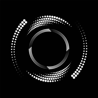 Beyaz yarım ton noktalar ve çizgiler daire şeklinde