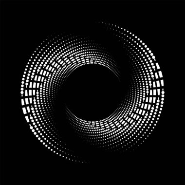 Beyaz kareler ve noktalar daire şeklinde.