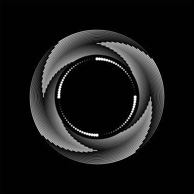 Yuvarlak formda beyaz vektör noktaları ve çizgileri