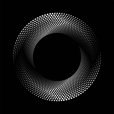 Beyaz vektör kare ve noktalar daire şeklinde.