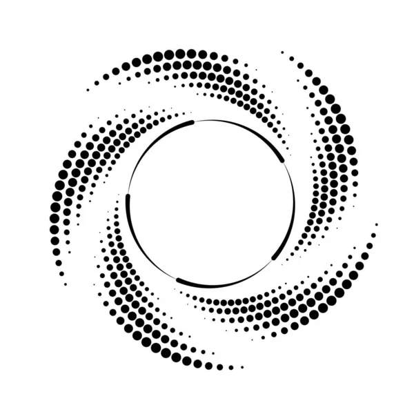 黑色半色调点和圆形条纹 — 图库矢量图片
