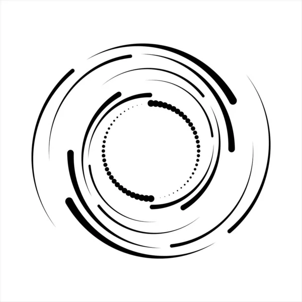 渦状の黒い放射状の半径の点と線 — ストックベクタ