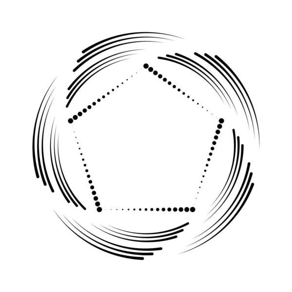环状黑色弯曲速度线和圆点 — 图库矢量图片
