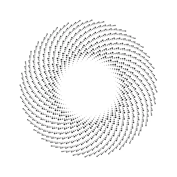 Black Curvy Halftone Doted Lines Dalam Bentuk Lingkaran - Stok Vektor
