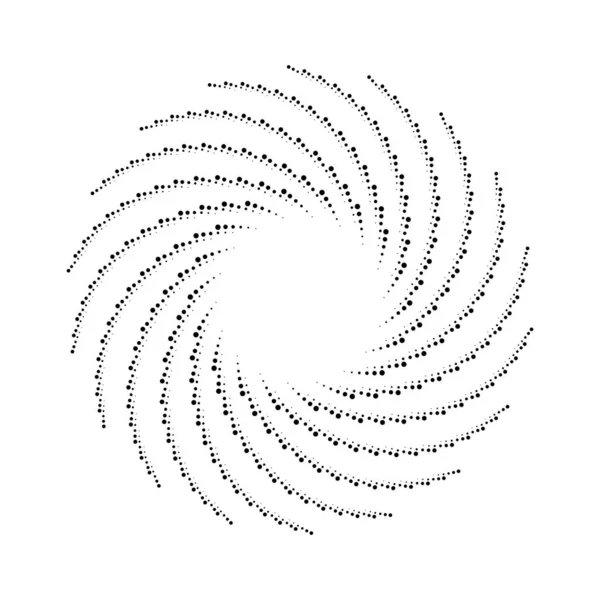 Black Curvy Halftone Doted Lines Circle Form Vector Illustration - Stok Vektor