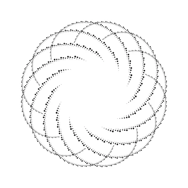 Μαύρη Καμπυλωτή Halftone Διακεκομμένες Γραμμές Μορφή Κύκλου Διανυσματική Απεικόνιση — Διανυσματικό Αρχείο