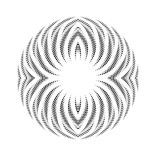 Black Curvy Halftone Dots Circle Form Vector Illustration — Stock Vector