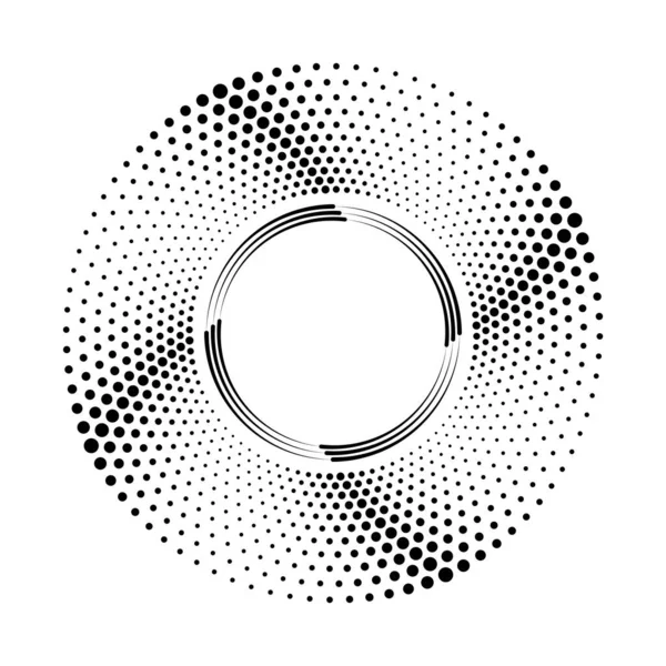 黑色半色调圆点和圆形线条 — 图库矢量图片