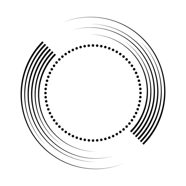 黑色径向弯曲速度线和圆点 — 图库矢量图片