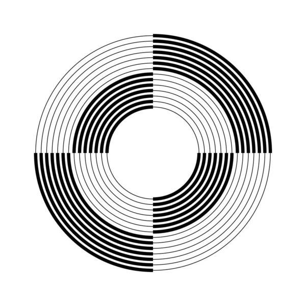 黒の放射状同心円状の曲線 — ストックベクタ