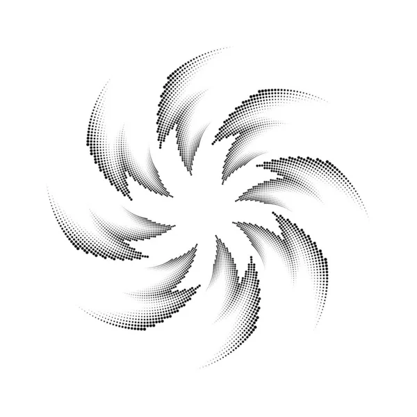 Schwarz Gedrehte Halbtongepunktete Linien Kreisform — Stockvektor