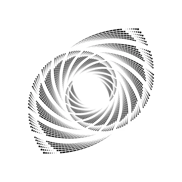 螺旋形的黑色正方形和圆点 矢量图解 — 图库矢量图片