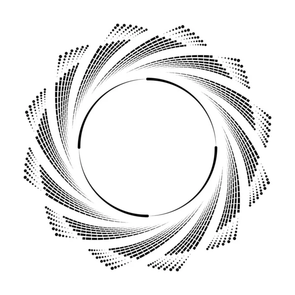 円の形をした黒い四角形 ドット ストライプ — ストックベクタ
