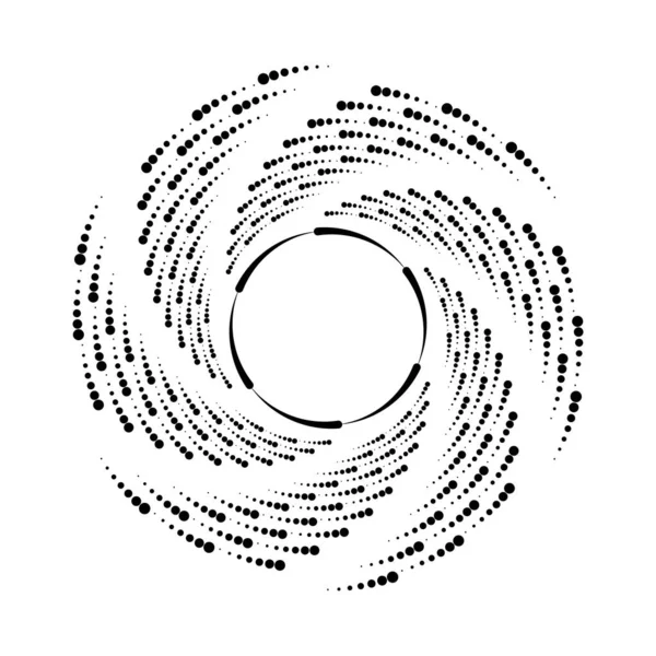 Black Vector Dots Lines Spiral Form — Stock Vector