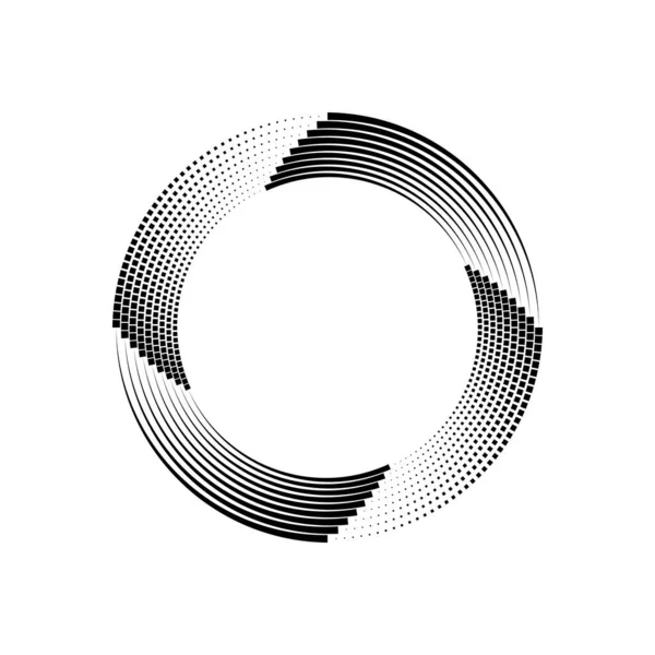 円の形をした黒いベクトルの正方形とストライプ — ストックベクタ