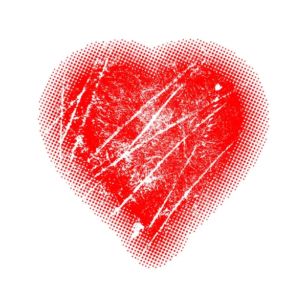Verzerrte Grunge Herzform Vektorillustration — Stockvektor