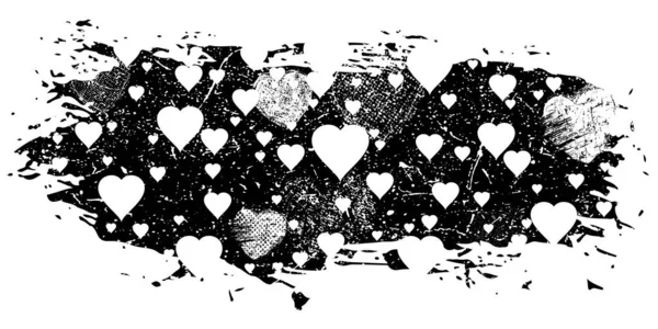 Banner Grunge Con Formas Corazón Distorsionadas Por Fallos — Archivo Imágenes Vectoriales