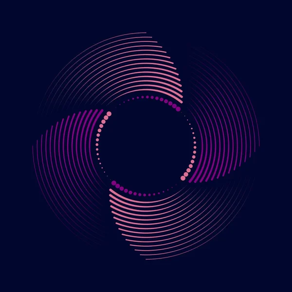 Lignes Vitesse Pointillées Concentriques Roses Violettes Forme Cercle — Image vectorielle