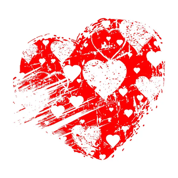 Kırmızı Grunge Kalp Şekli Vektör Çizimi — Stok Vektör
