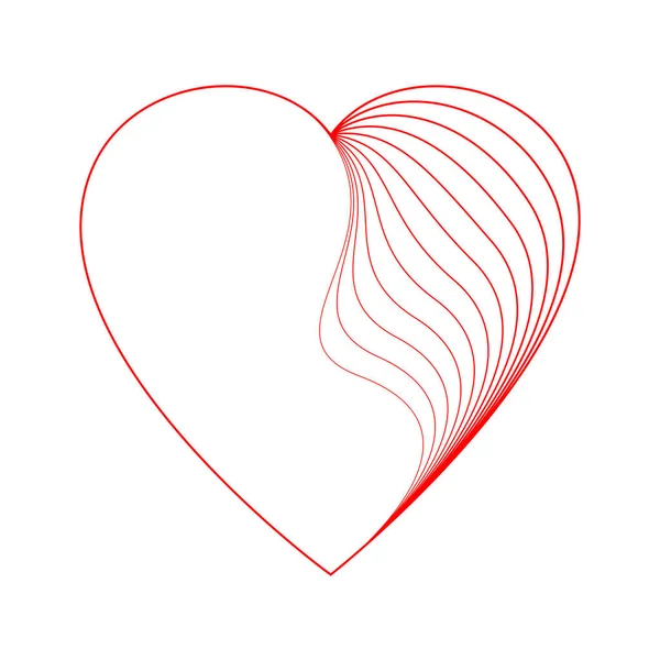 赤いハートのロゴと線 ベクトルイラスト — ストックベクタ
