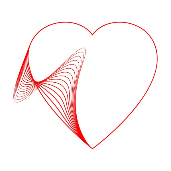 Logo Corazón Rojo Con Líneas Vector — Archivo Imágenes Vectoriales