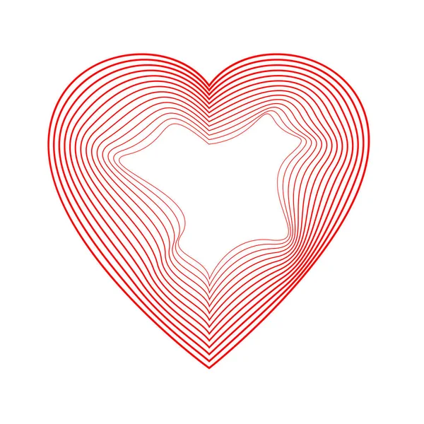 Logo Corazón Rojo Con Ilustración Vector Líneas — Vector de stock