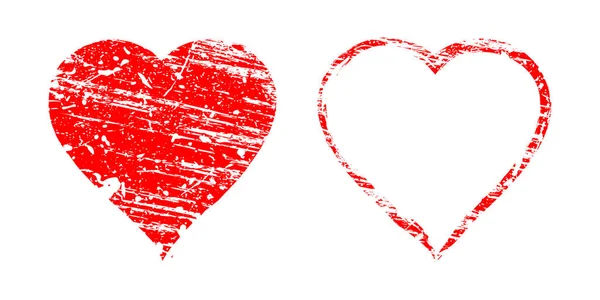 Beyaz Arkaplanda Kırmızı Kirli Kalpler Seti — Stok Vektör