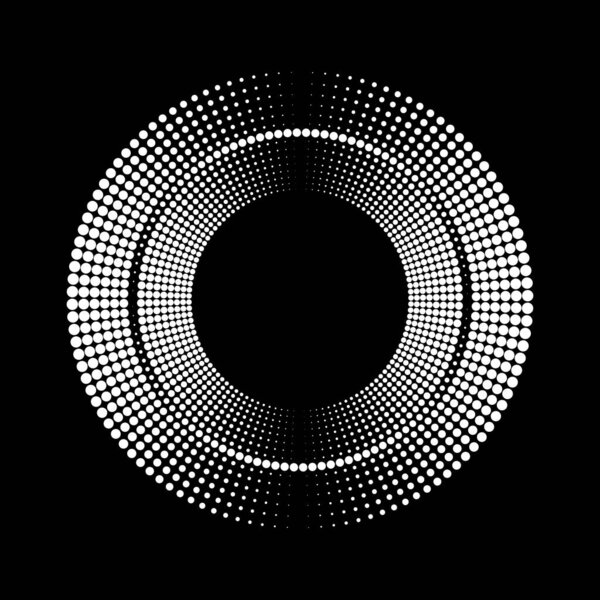 White halftone dots in circle form