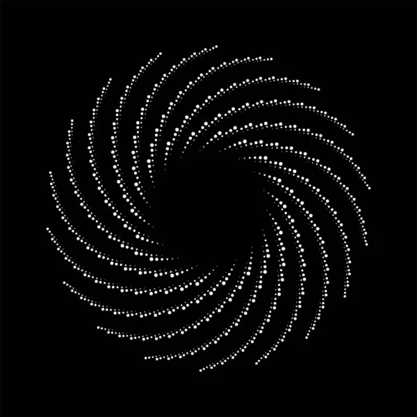 Bílé Zakřivené Půltónové Tečkované Čáry Kruhové Podobě — Stockový vektor