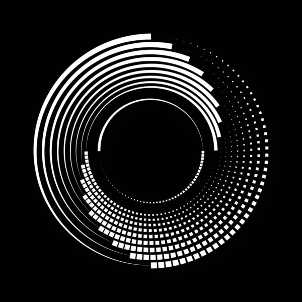 Weiße Halbtonige Quadratische Punkte Und Linien Spiralform — Stockvektor