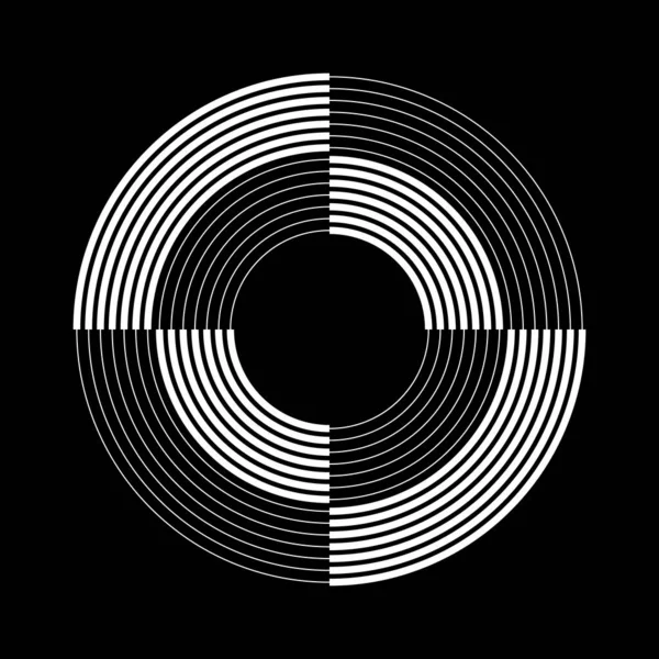 Bandes Courbes Concentriques Radiales Blanches — Image vectorielle