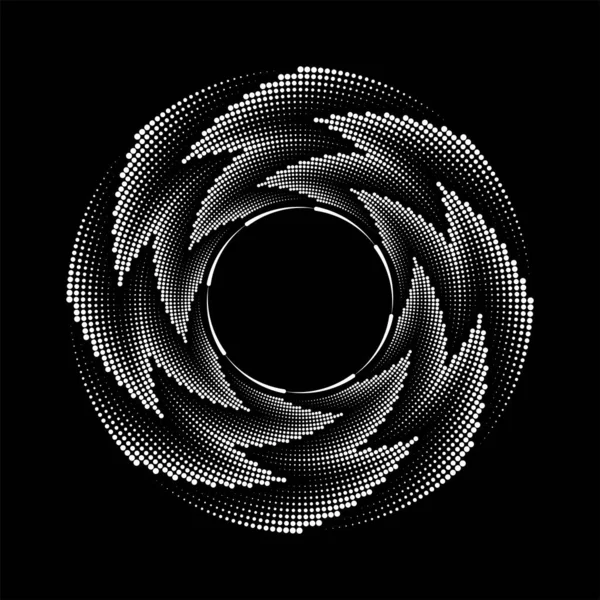Pois Lignes Demi Tons Tournés Blancs Forme Cercle — Image vectorielle