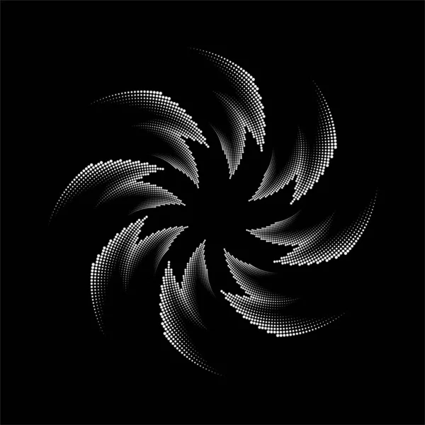 Blanco Rotado Medio Tono Punteado Líneas Forma Círculo — Archivo Imágenes Vectoriales
