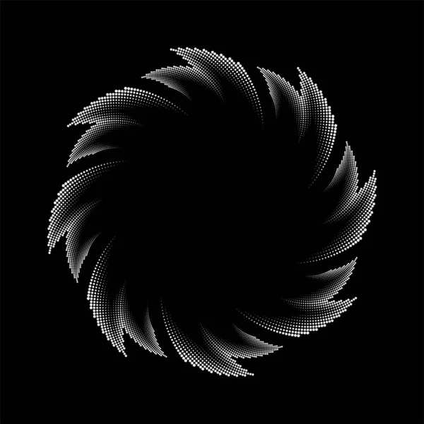 Lignes Pointillées Demi Teintes Tournées Blanches Forme Cercle — Image vectorielle