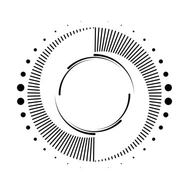 Çember şeklinde soyut siyah noktalar ve çizgiler
