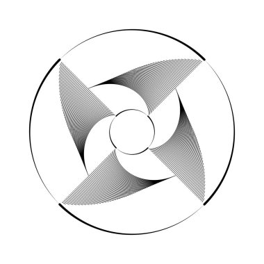 Çember şeklinde soyut siyah eğri çizgiler