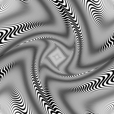 Dalga illüzyonlu soyut siyah desen