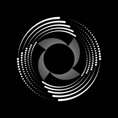 Çember biçiminde soyut beyaz hız çizgileri ve noktalar