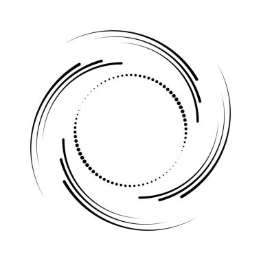 Çember şeklinde soyut siyah yarım ton noktalar ve çizgiler