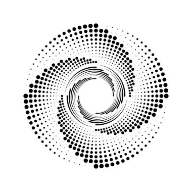 Sarmal formda soyut siyah çizgiler ve noktalar