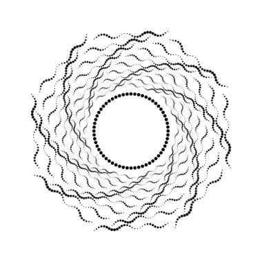 Sarmal formda soyut siyah dalgalı noktalı çizgiler
