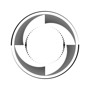 Çember şeklinde soyut siyah noktalar ve çizgiler