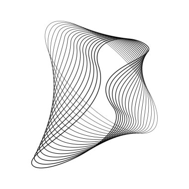 Oval formda soyut siyah çizgiler