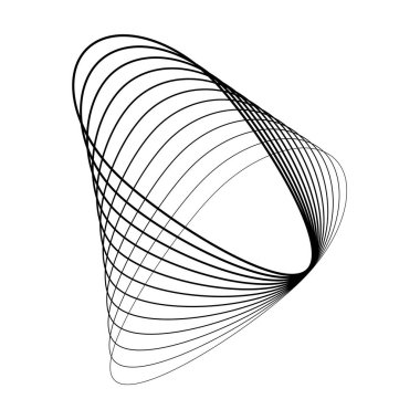 Soyut deforme siyah oval çizgiler