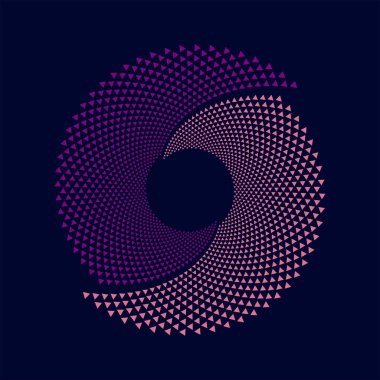 Soyut pembe ve mor küçük üçgenler daire şeklinde.