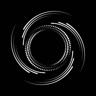 Soyut beyaz yarım tonlu noktalar ve daire şeklinde çizgiler